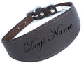 Brown Laser Engraved Personalized Dog Collar Leather Dog Collar For Whippets, Greyhounds Dogs Name