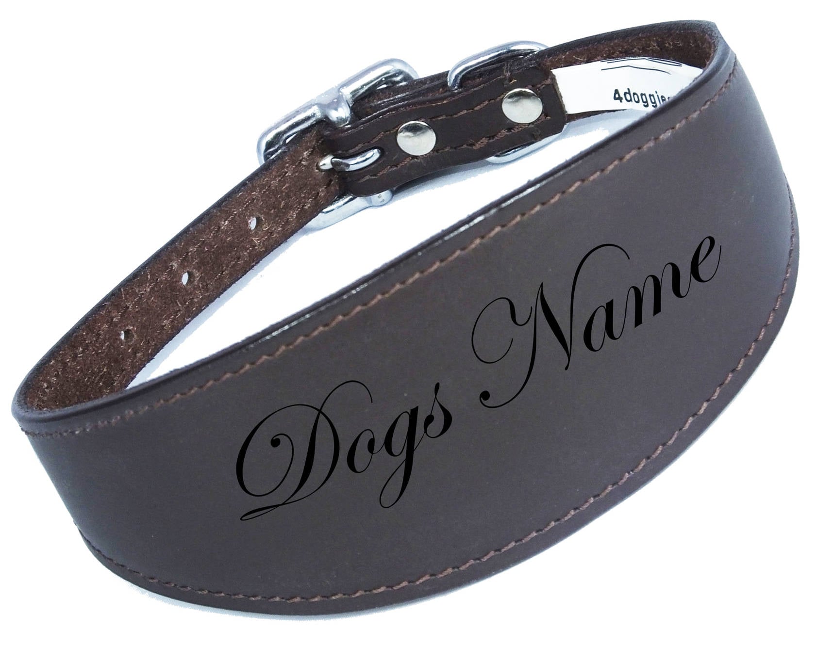 Brown Laser Engraved Personalized Dog Collar Leather Dog Collar For Whippets, Greyhounds Dogs Name