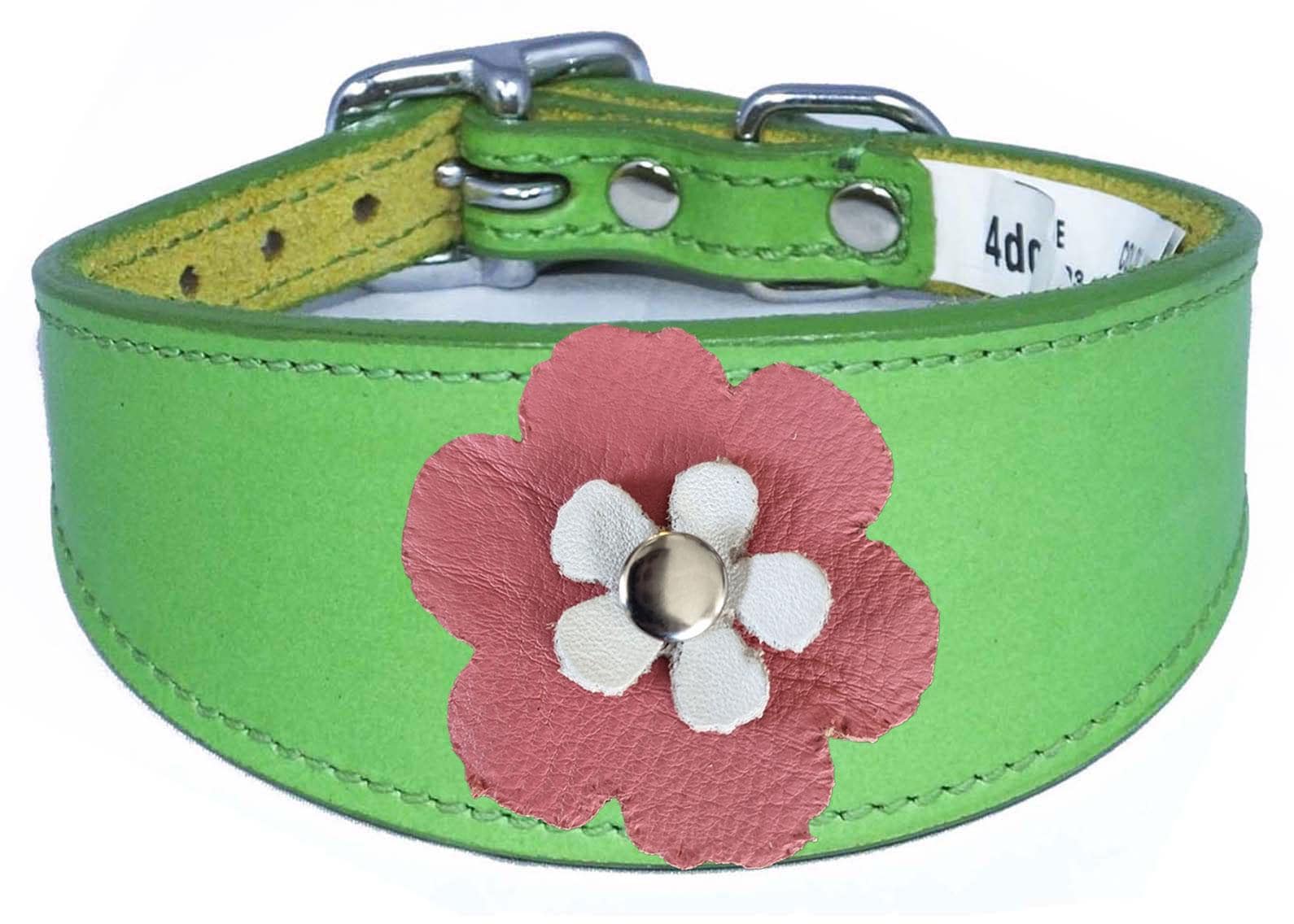 Decorative Flower Design Whippet Greyhound Sighthound Lurcher Leather Collar FD6-7