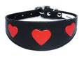 Leather Black With Red Heart  Design Whippet Collar Greyhound Collar  Sighthound Collar