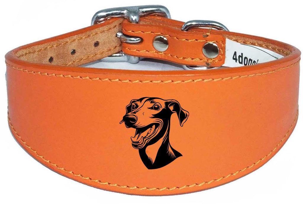Handmade Wide Leather Sighthound Whippet Greyhound Collar NL 44