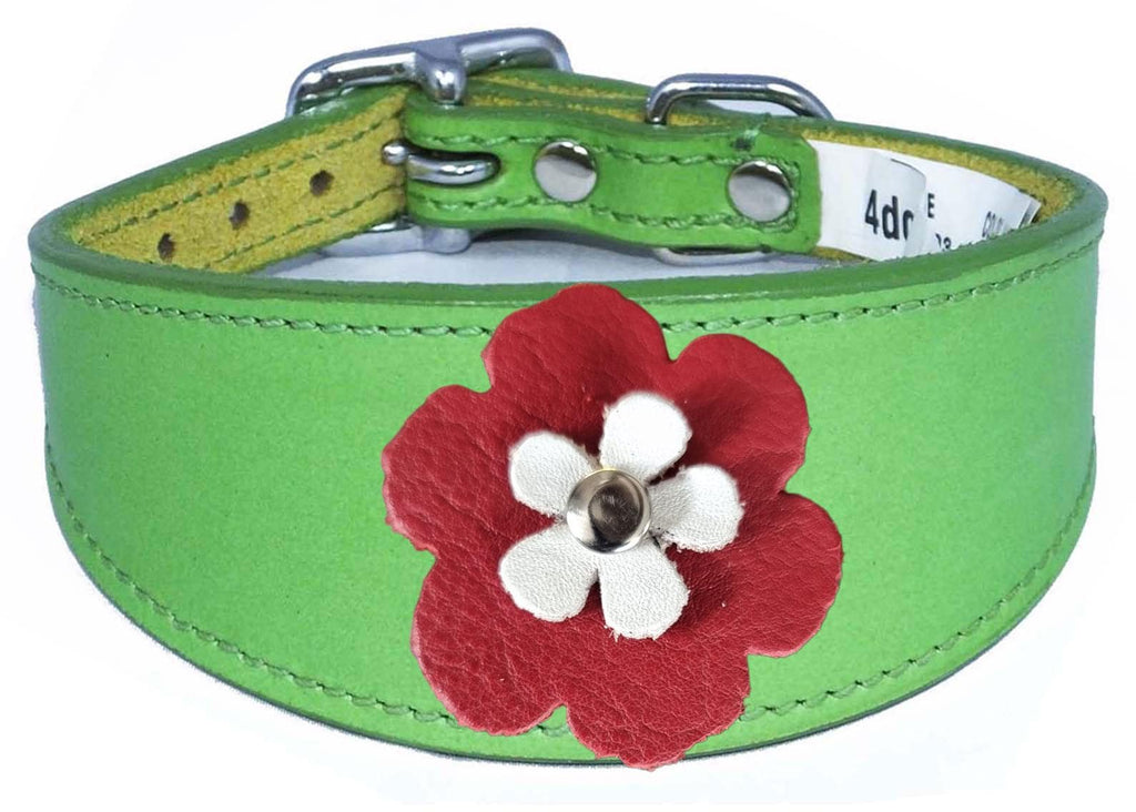 Greyhound Sighthound Whippet Lurcher Decorative Flower Design Leather Collar FD4-7