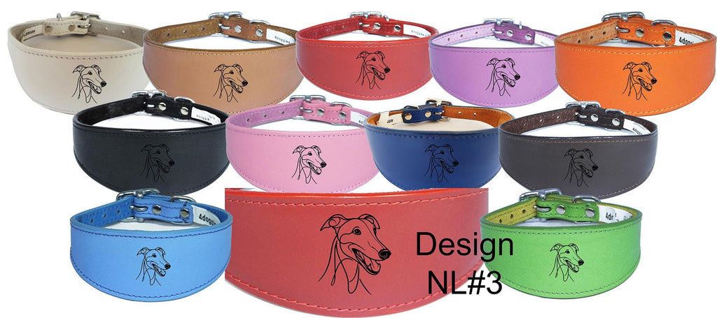Sighthound Leather Greyhound Whippet Dog Collar with Padded Backing NL 3