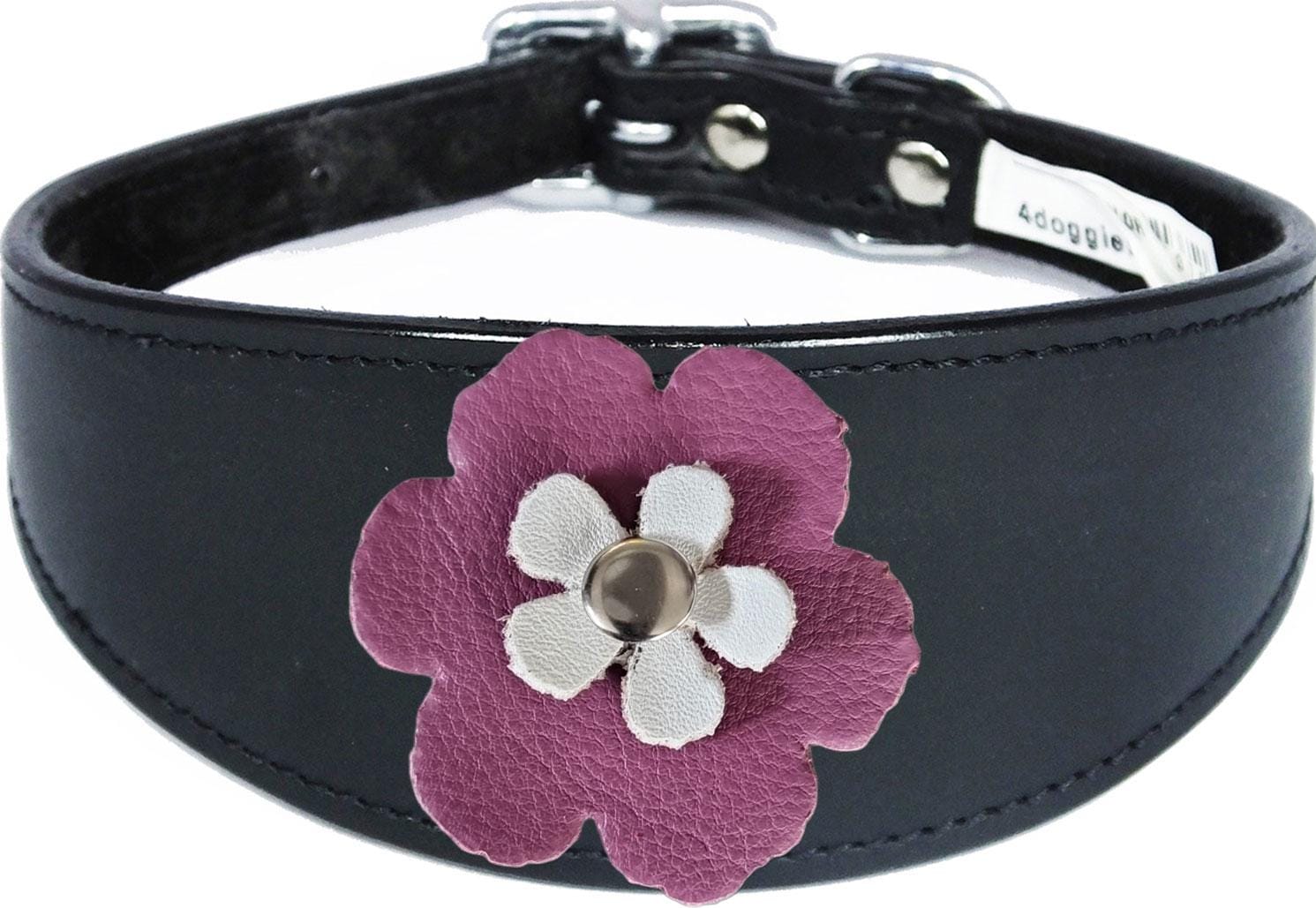 Decorative Flower Design Leather Collar For Sighthound Whippet Greyhound Lurcher FD2-7