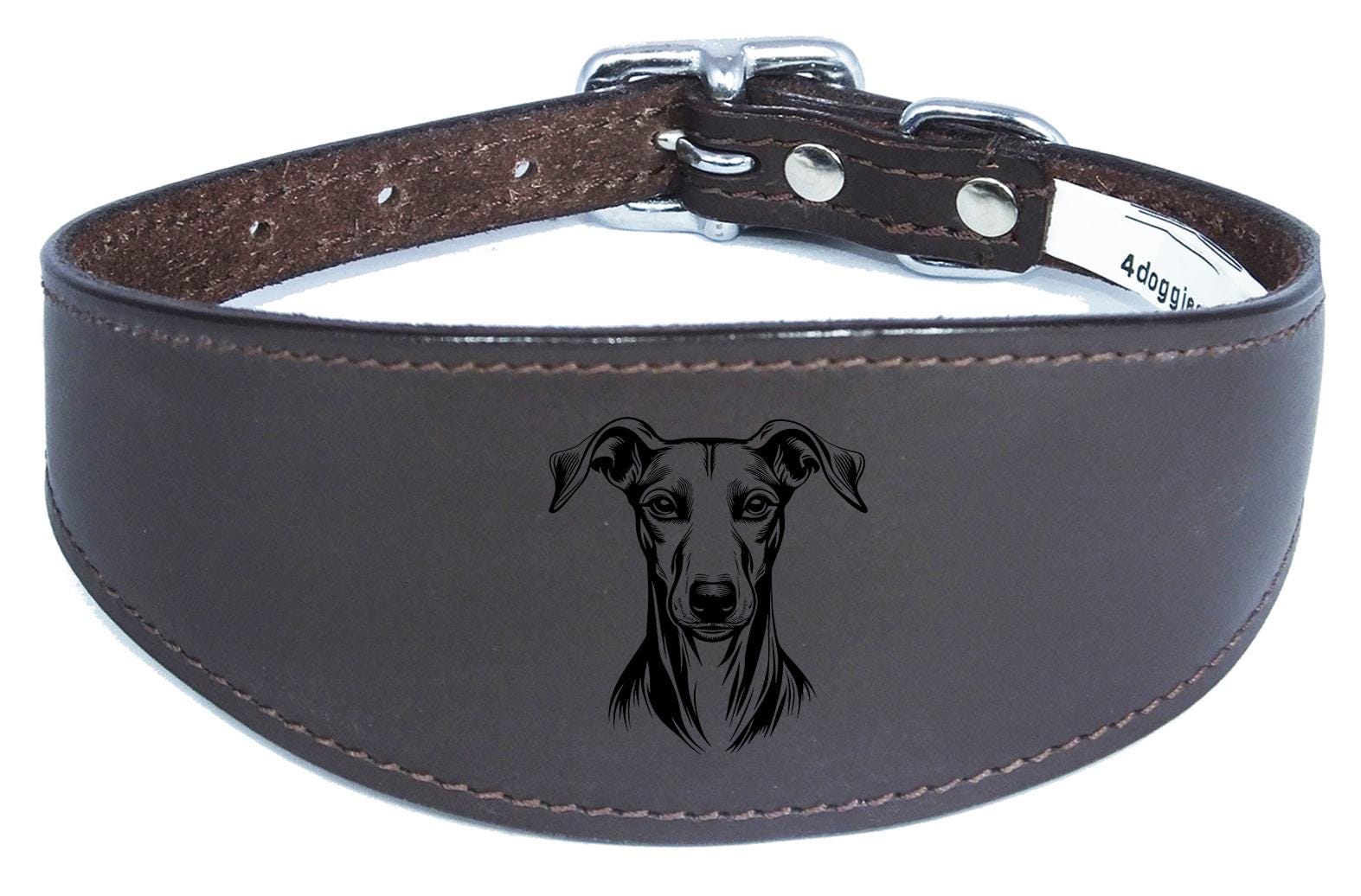 Handmade Wide Leather Sighthound Whippet Greyhound Collar NL 45