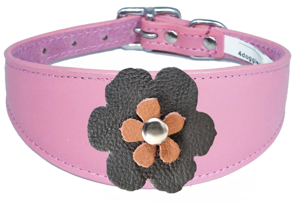 Leather Collar For Sighthound Whippet Greyhound Lurcher Decorative Flower Design FD1-3