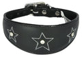 Black Star Diamante Stitch Design Leather Whippet Collar Greyhound Collar Sight hound Dogs Collar