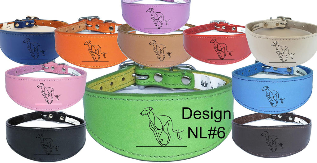 Sighthound Whippet Dog Collar Leather Greyhound with Padded Backing NL 6