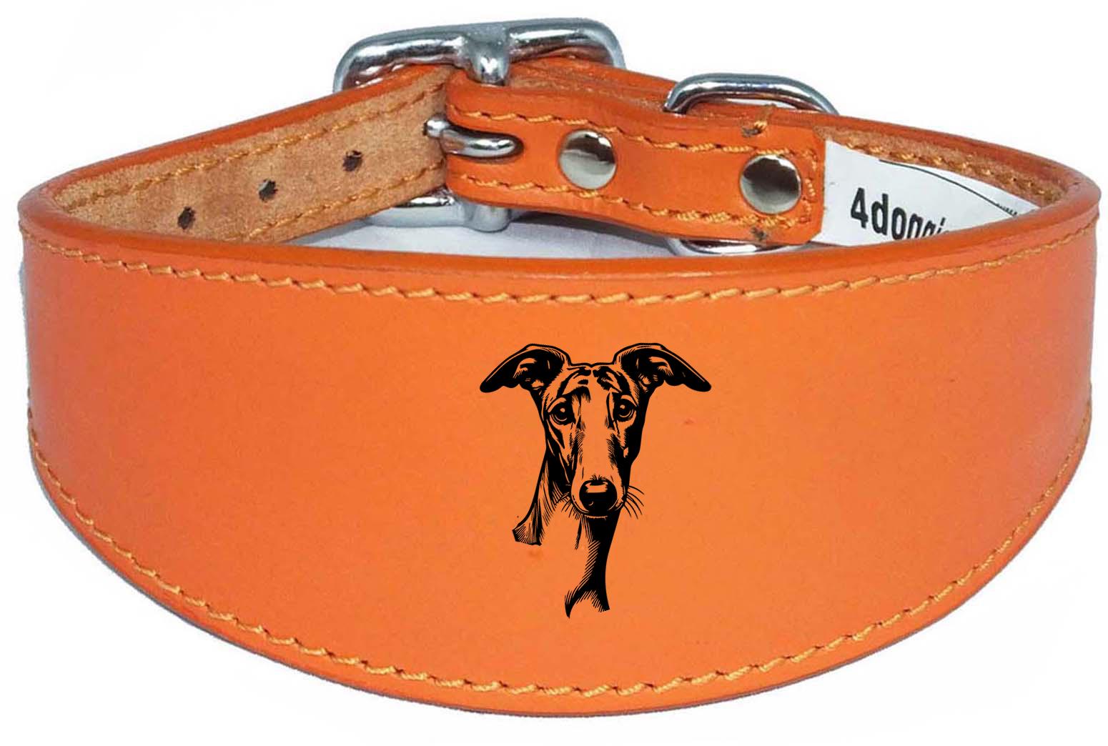 Whippet Greyhound Handmade Wide Leather Collar For Sighthound NL 42