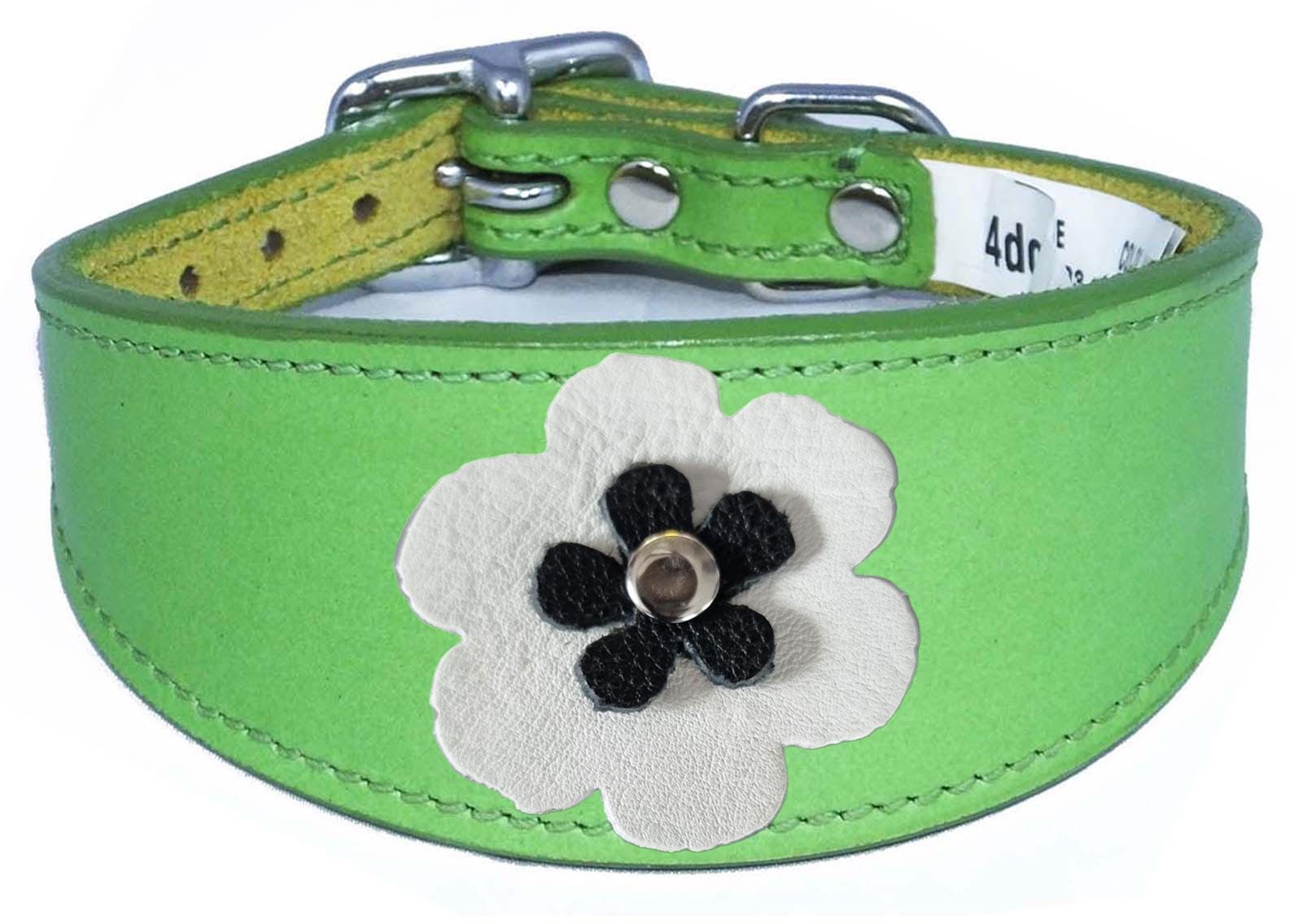 Whippet Greyhound Sighthound Lurcher Decorative Flower Design Leather Collar FD7-5