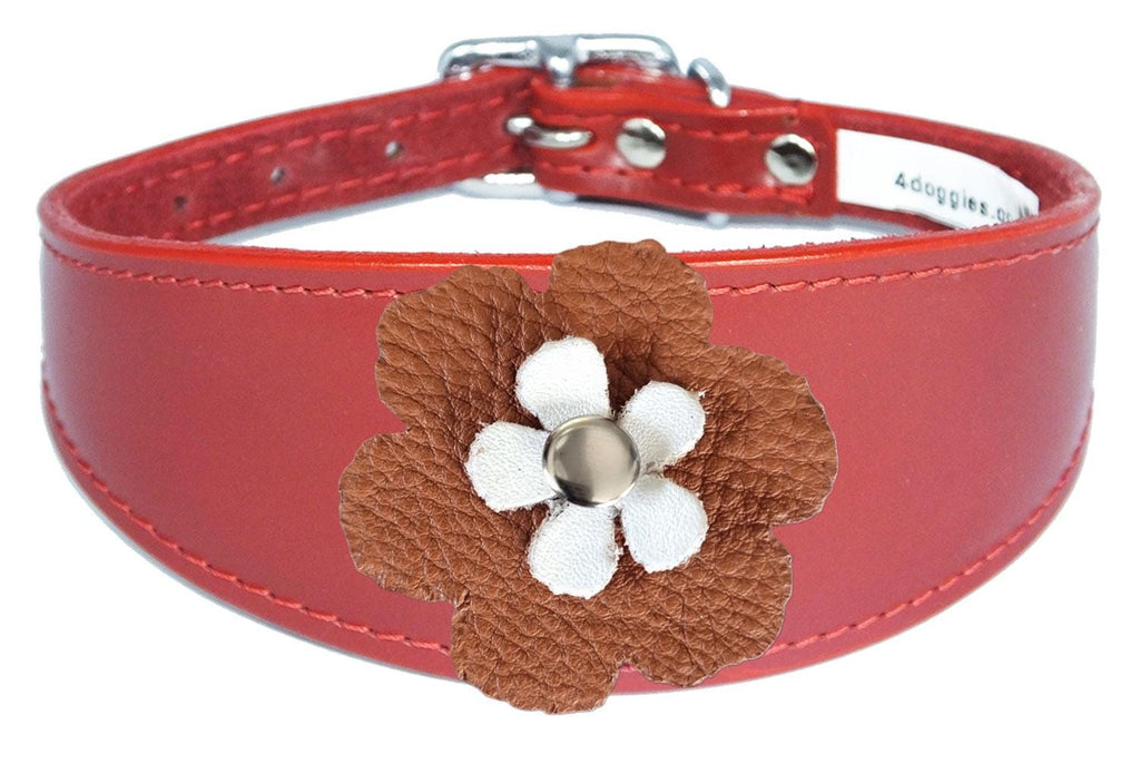 Sighthound Whippet Greyhound Lurcher Decorative Flower Design Leather Collar FD3-7
