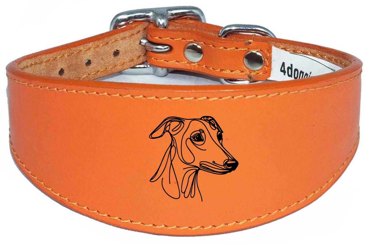 Wide Leather Handmade Collar For Greyhound Whippet Sighthound NL 35