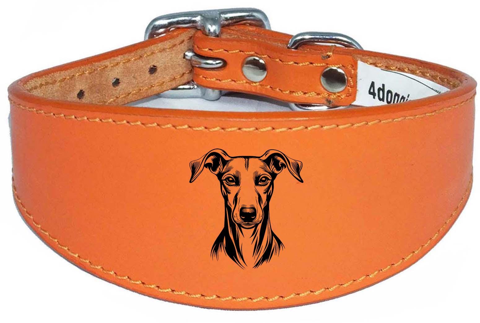 Handmade Wide Leather Sighthound Whippet Greyhound Collar NL 45