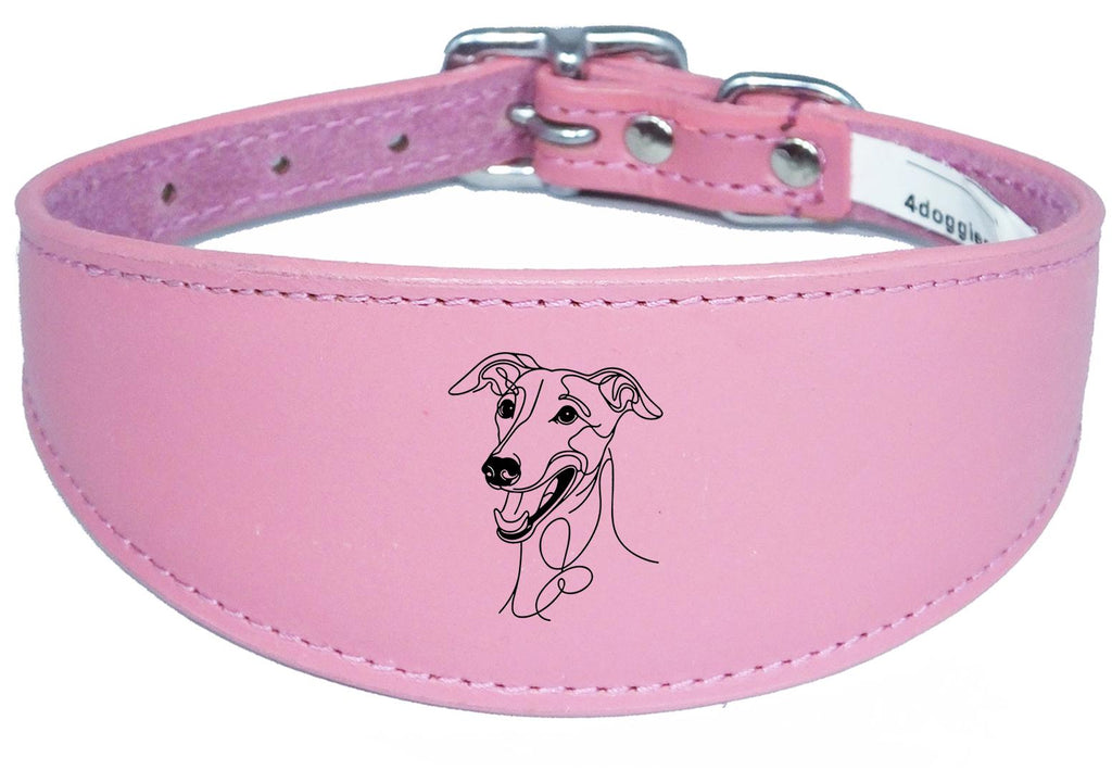 Engraved Leather Greyhound Whippet Dog Collar with Padded Backing NL 1