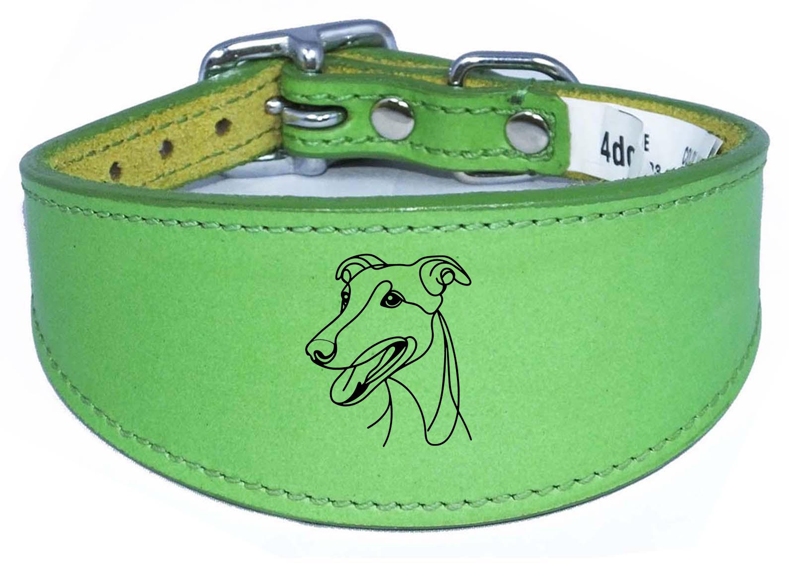 Whippet Dog Collar Leather Sighthound Greyhound with Padded Backing NL 5