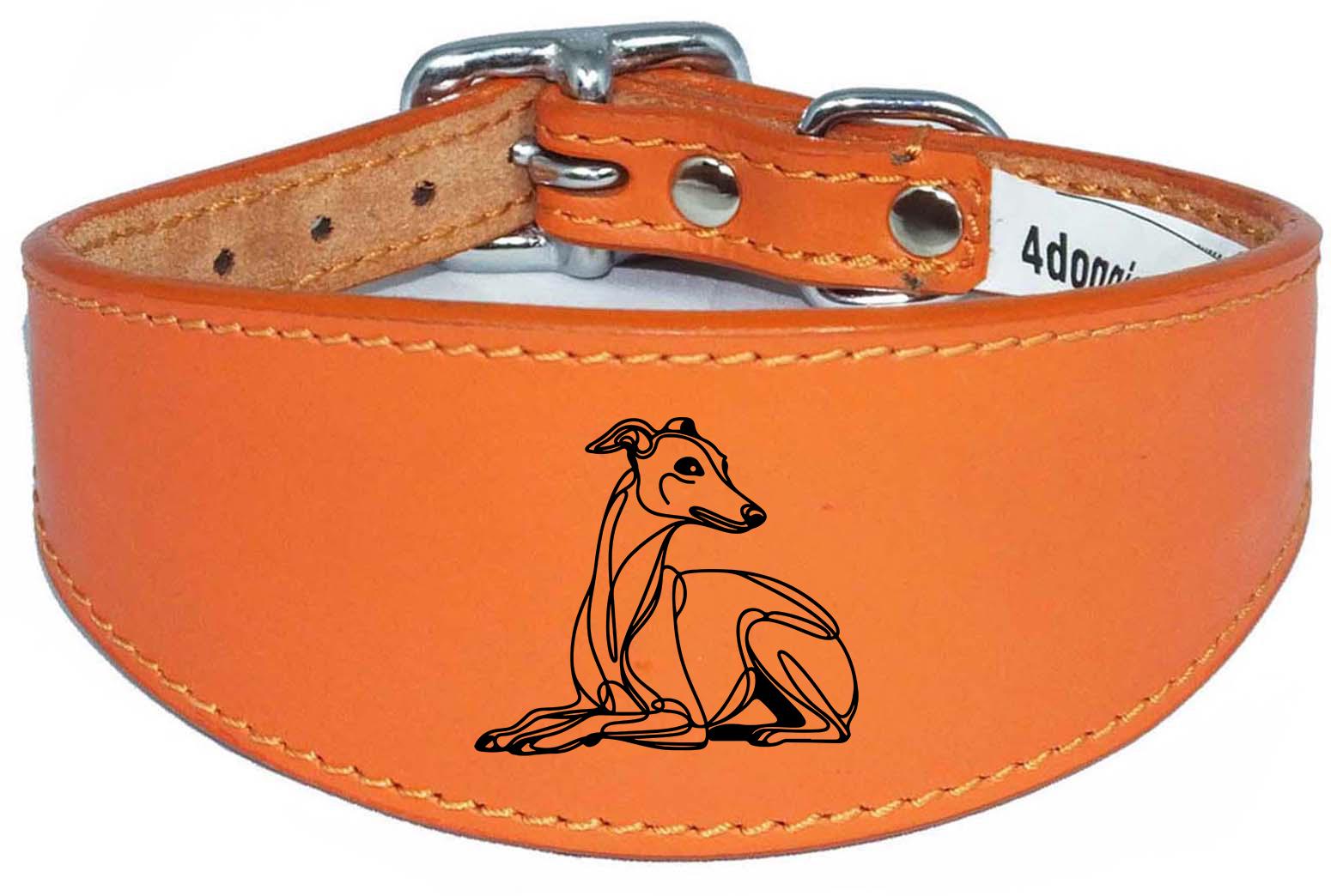 Wide Leather Handmade Collar For Greyhound Whippet Sighthound NL 36