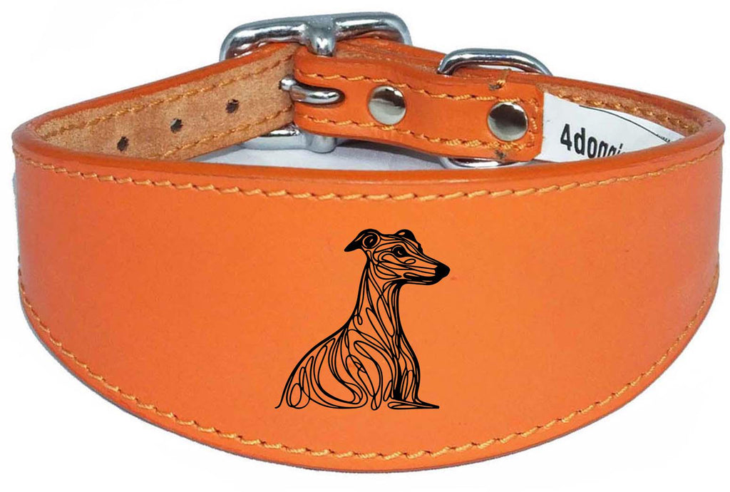 Wide Leather Handmade Collar For Greyhound Whippet Sighthound NL 37
