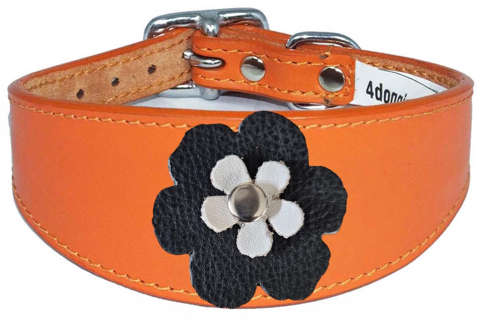 Whippet Greyhound Sighthound Lurcher Decorative Flower Design Leather Collar FD5-7