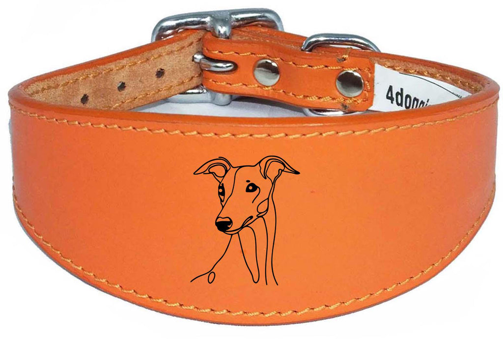 Handmade Wide Leather Collar For Greyhound Whippet Sighthound NL 34