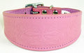 Pink Celtic Design Leather Dog Collars Whippet Collar Greyhound Collar Galgo