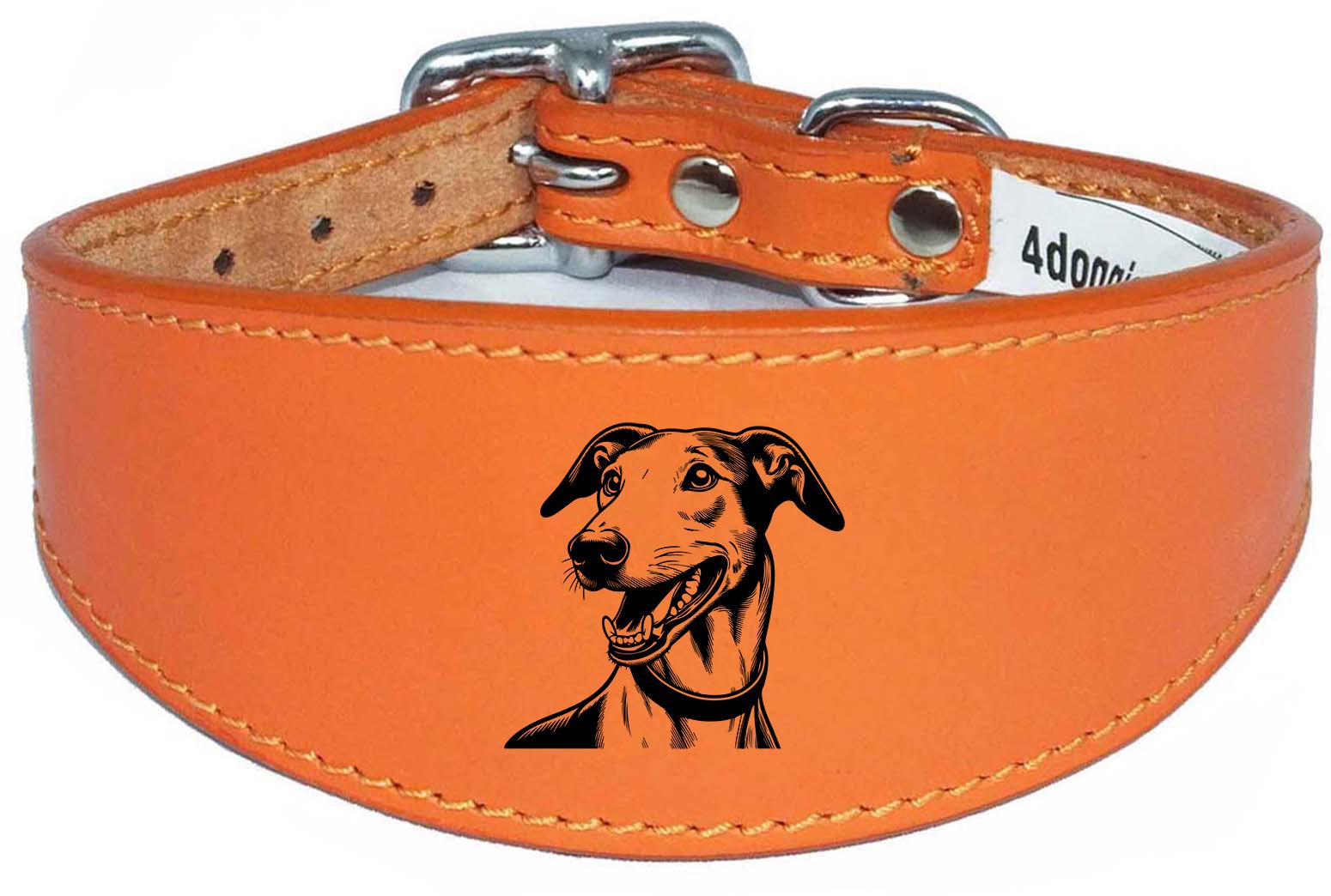 Wide Leather Handmade Sighthound Whippet Greyhound Collar NL 46