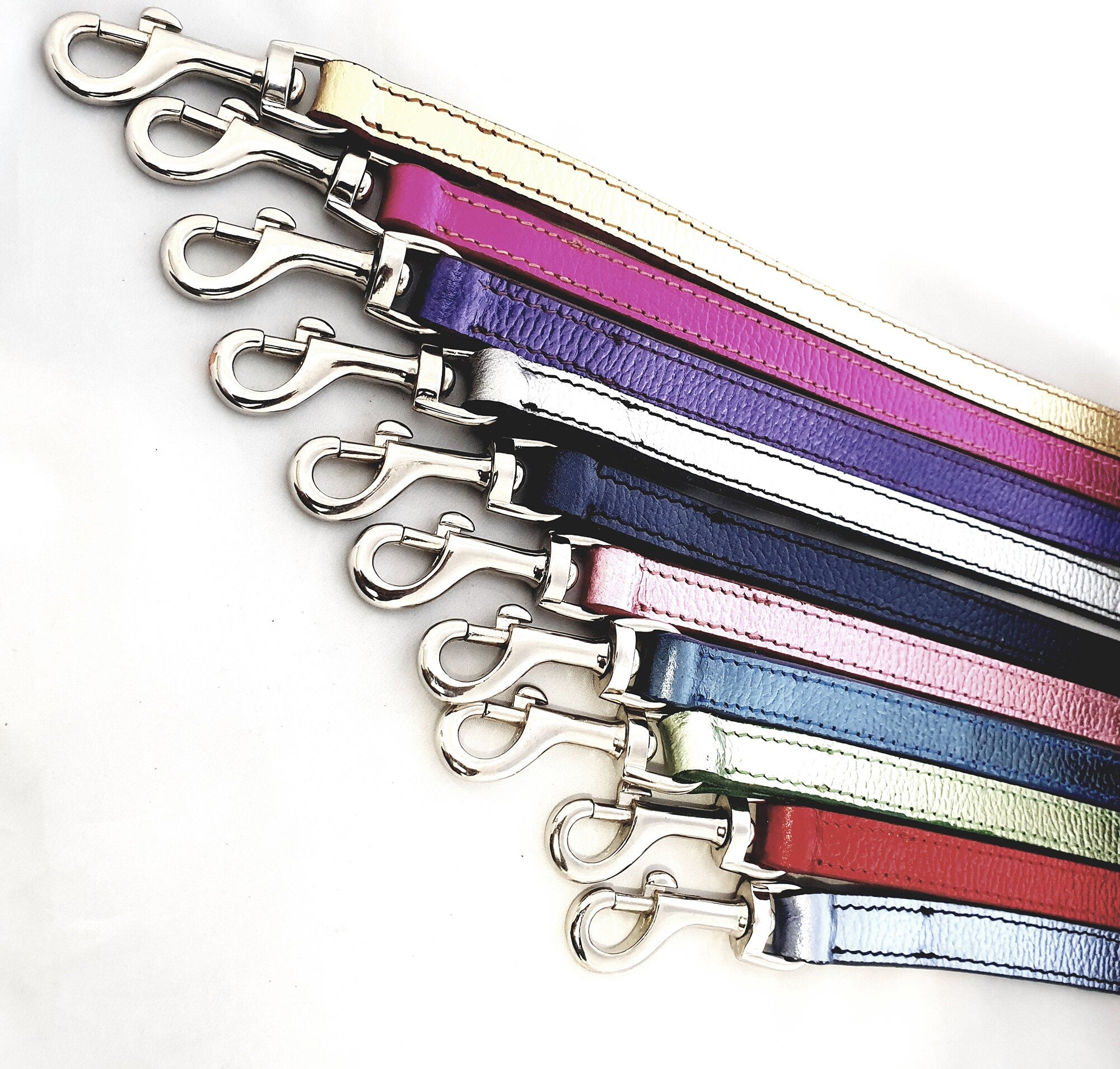 Leather Foil Dog Leads Leashes 140 cm Long 2 cm Wide, Long Dog Lead
