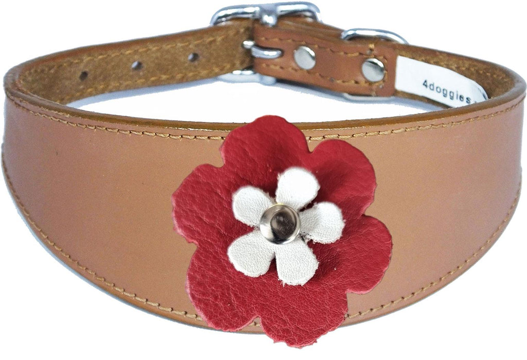 Greyhound Sighthound Whippet Lurcher Decorative Flower Design Leather Collar FD4-7