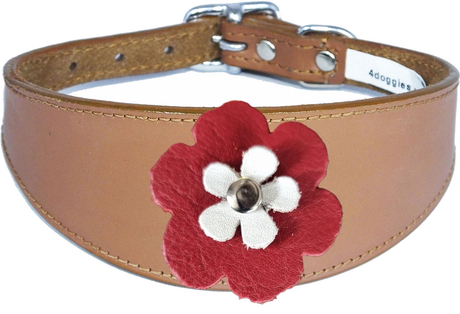 Greyhound Sighthound Whippet Lurcher Decorative Flower Design Leather Collar FD4-7