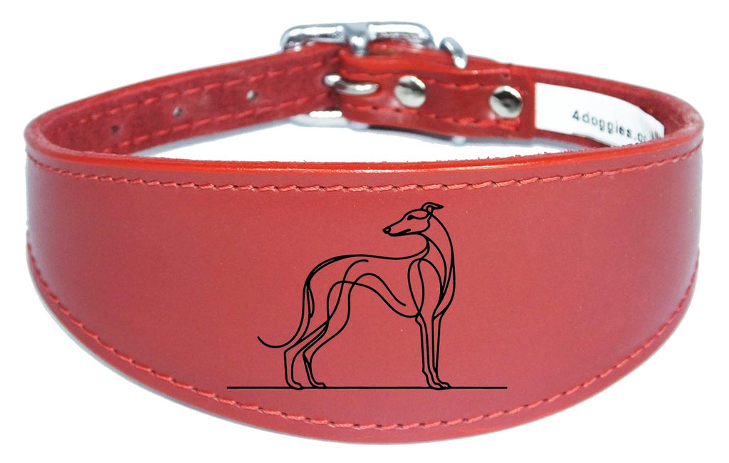 Engraved Leather Greyhound Whippet Dog Collar with Padded Backing NL 2