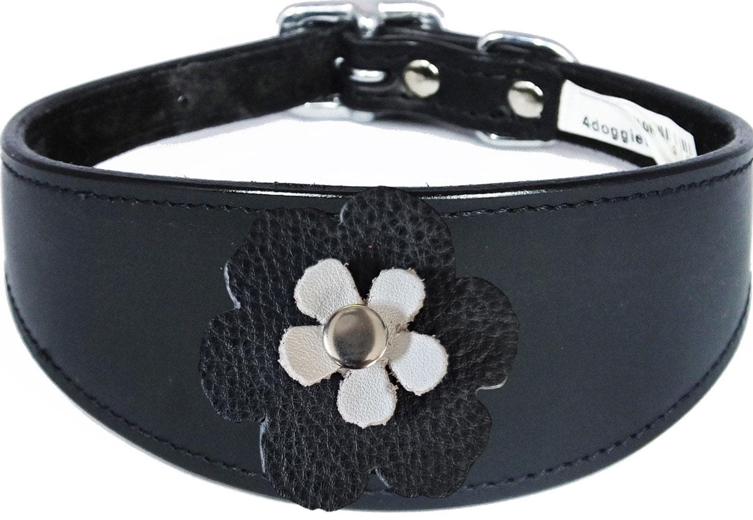 Whippet Greyhound Sighthound Lurcher Decorative Flower Design Leather Collar FD5-7
