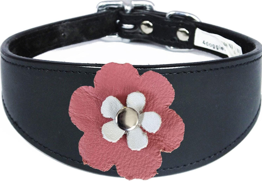 Decorative Flower Design Whippet Greyhound Sighthound Lurcher Leather Collar FD6-7