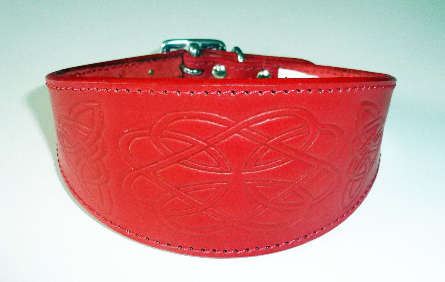 Red Celtic Design Leather Dog Collars Whippet Collar Greyhound Collar Galgo