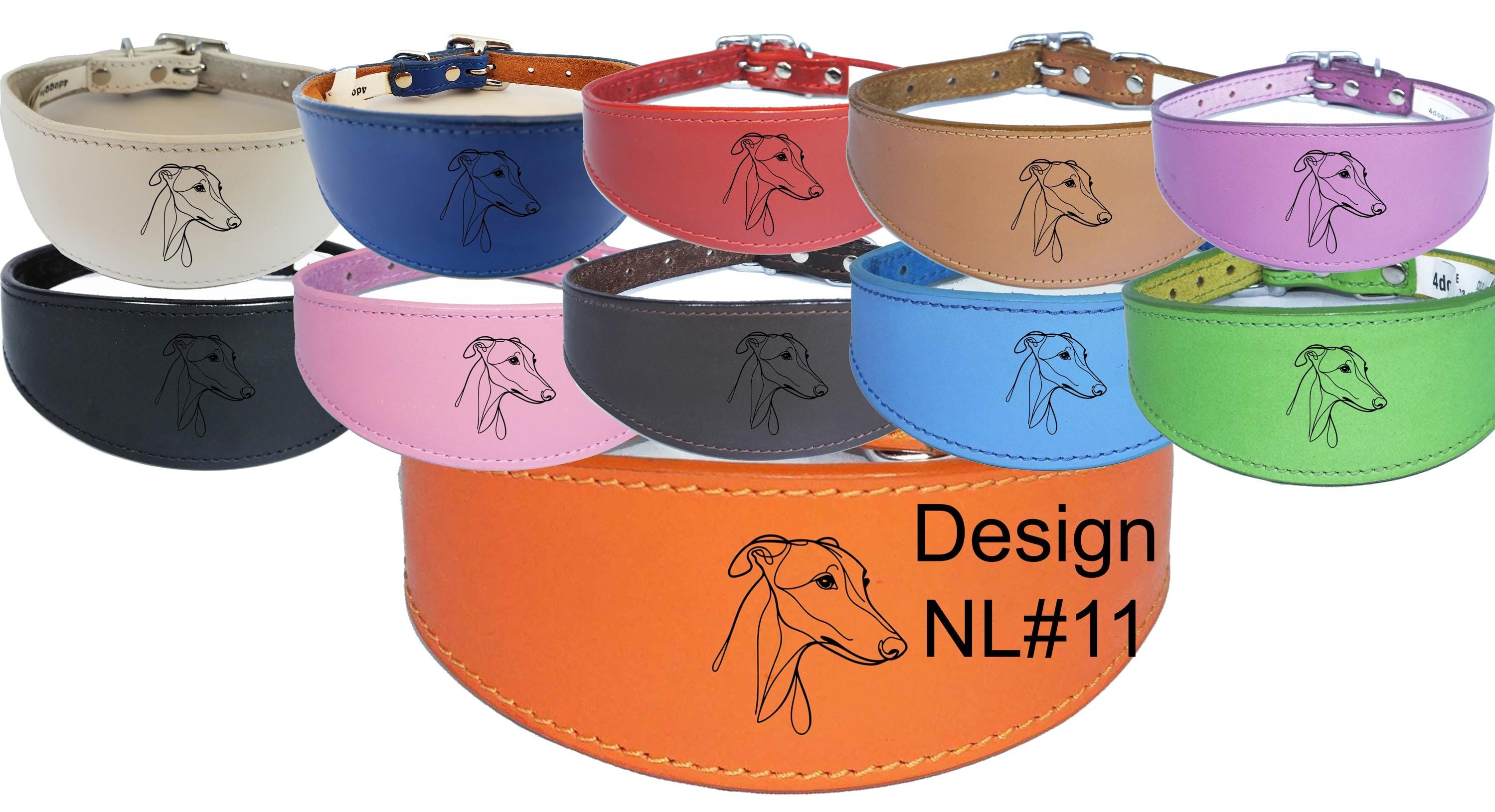 Wide Greyhound Sighthound Whippet Dog Collar with Padded Backing NL 11