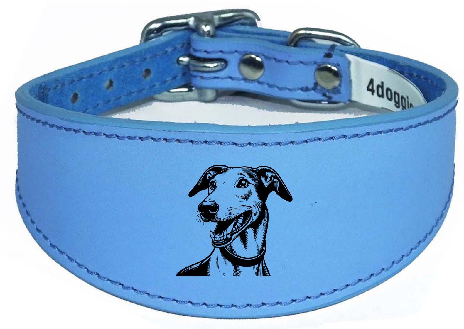 Wide Leather Handmade Sighthound Whippet Greyhound Collar NL 46