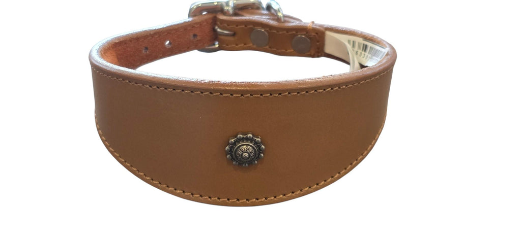 Leather Collar For Sighthound Whippet Greyhound Lurcher Decorative Stud Design DS 7