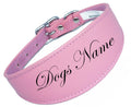 Pink Laser Engraved Personalized Dog Collar Leather Dog Collar For Whippets, Greyhounds Dogs Name