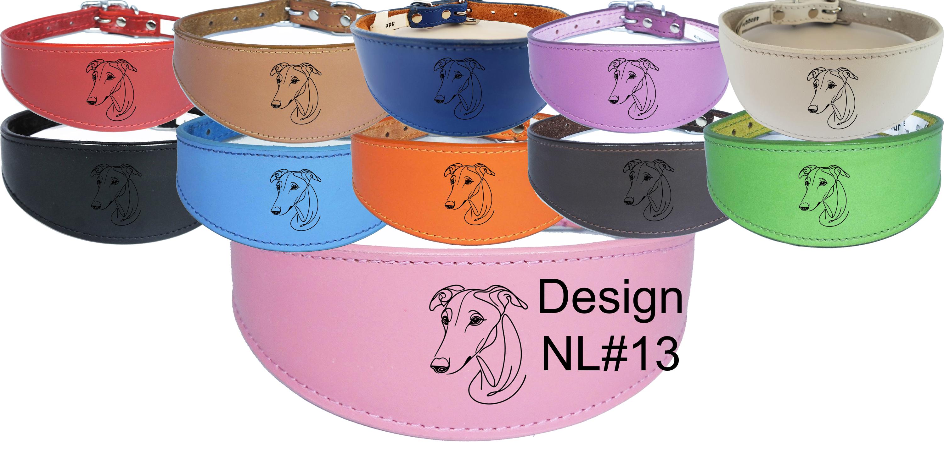 Wide Whippet Dog Collar Greyhound Sighthound with Padded Backing NL 13
