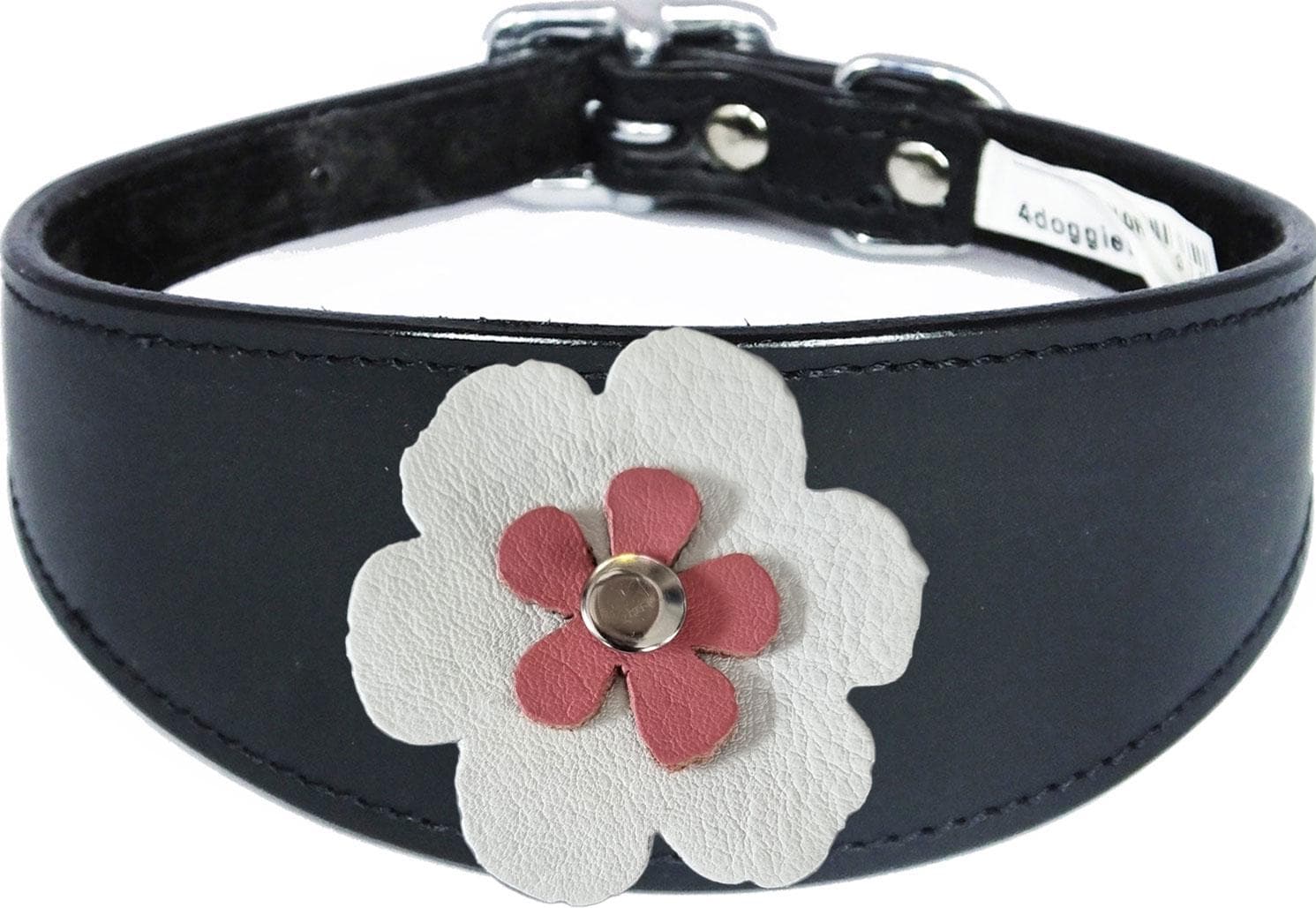 Whippet Greyhound Sighthound Lurcher Decorative Flower Design Leather Collar FD7-6