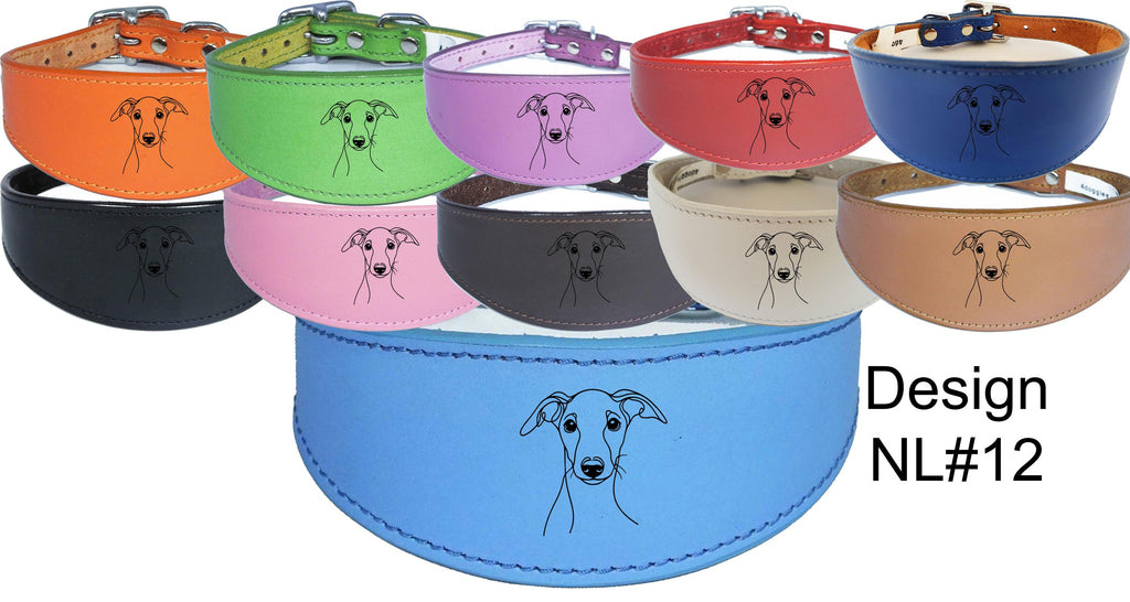Wide Whippet Dog Collar Greyhound Sighthound  with Padded Backing NL 12