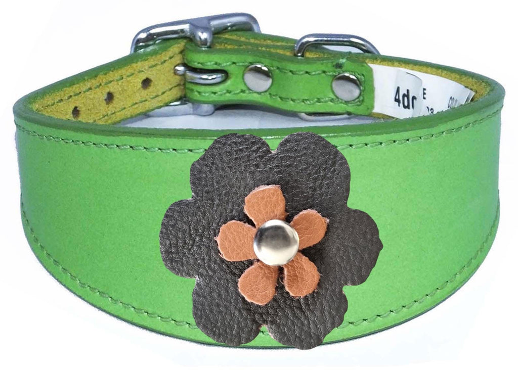 Leather Collar For Sighthound Whippet Greyhound Lurcher Decorative Flower Design FD1-3