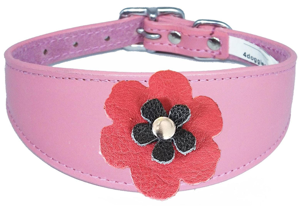 Greyhound Sighthound Whippet Lurcher Decorative Flower Design Leather Collar FD4-5
