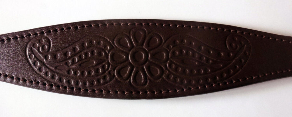 Brown Paisley Embossed Leather Whippet Collar Greyhound Collar Dog Collars Galgo