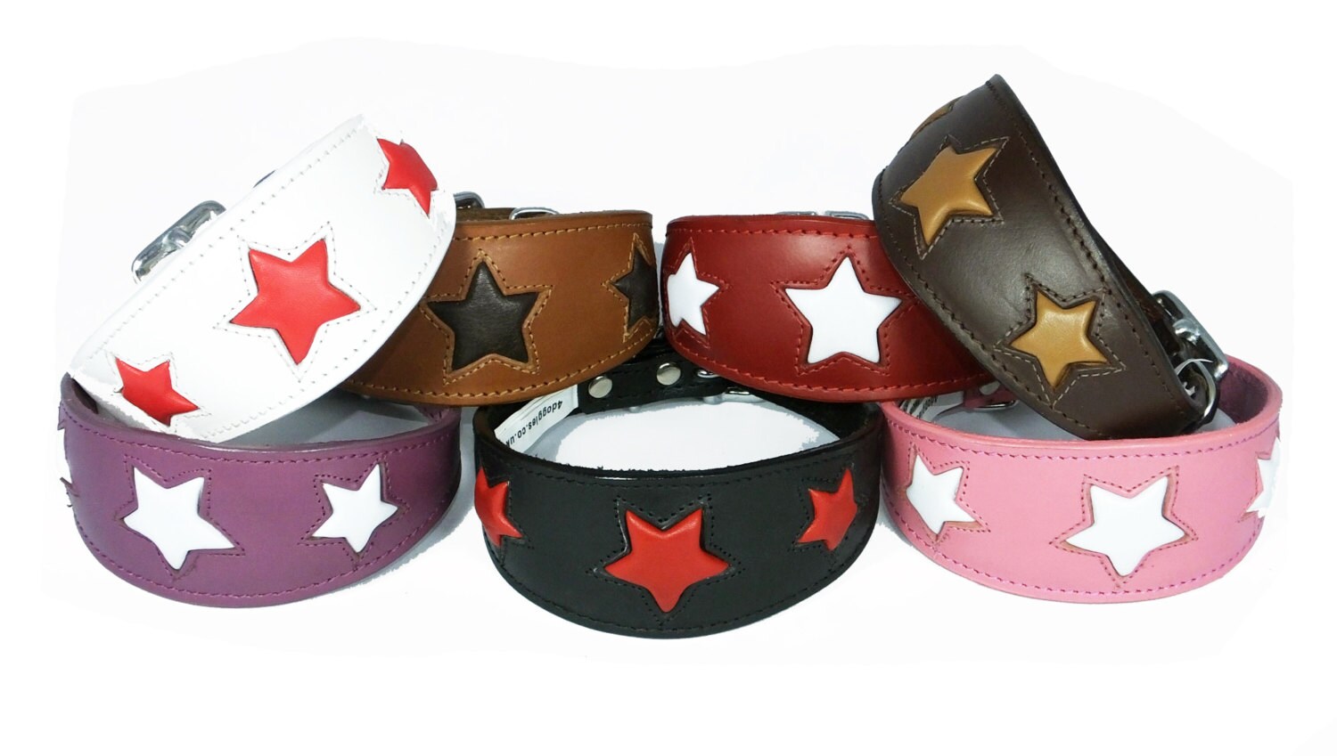 Tan Leather Whippet Collar Greyhound Collar With Brown Star Design Sighthound Dogs