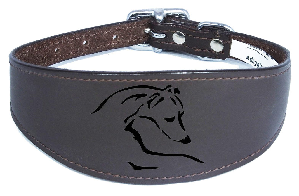 Dog Collar Leather Greyhound Collar Whippet Collar Padded Backing Laser Engraved D12