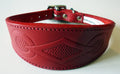 Red Retro Embossed Leather Whippet Collar Greyhound Collar Dog Collars Galgo