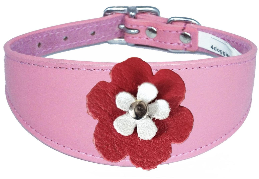 Greyhound Sighthound Whippet Lurcher Decorative Flower Design Leather Collar FD4-7