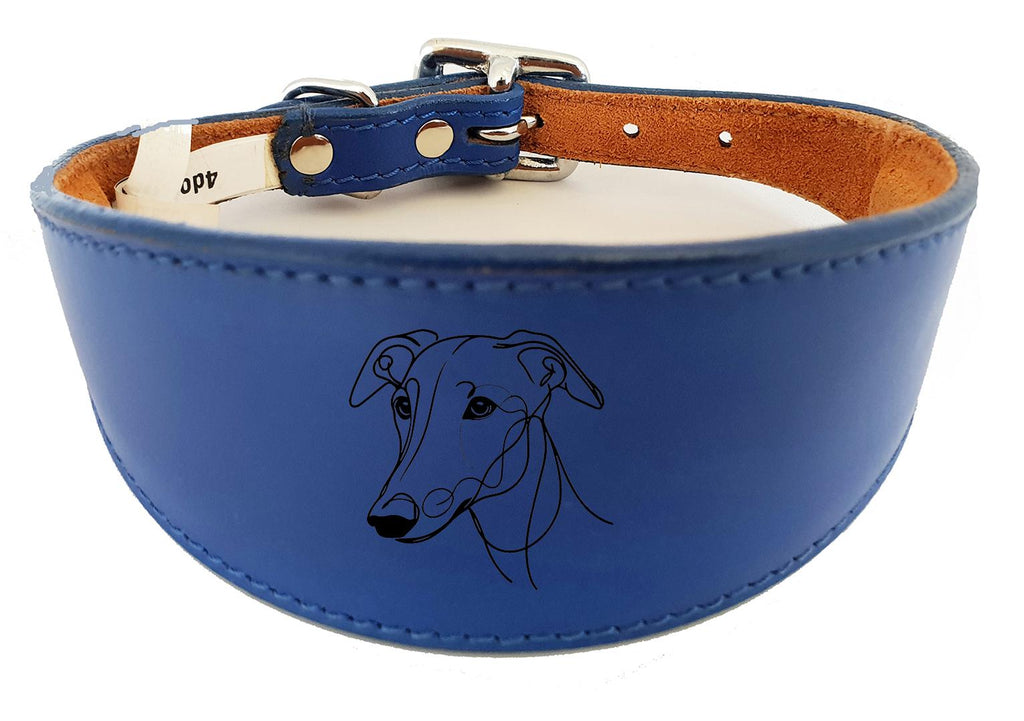 Leather Greyhound Sighthound Whippet Dog Collar with Padded Backing NL 8