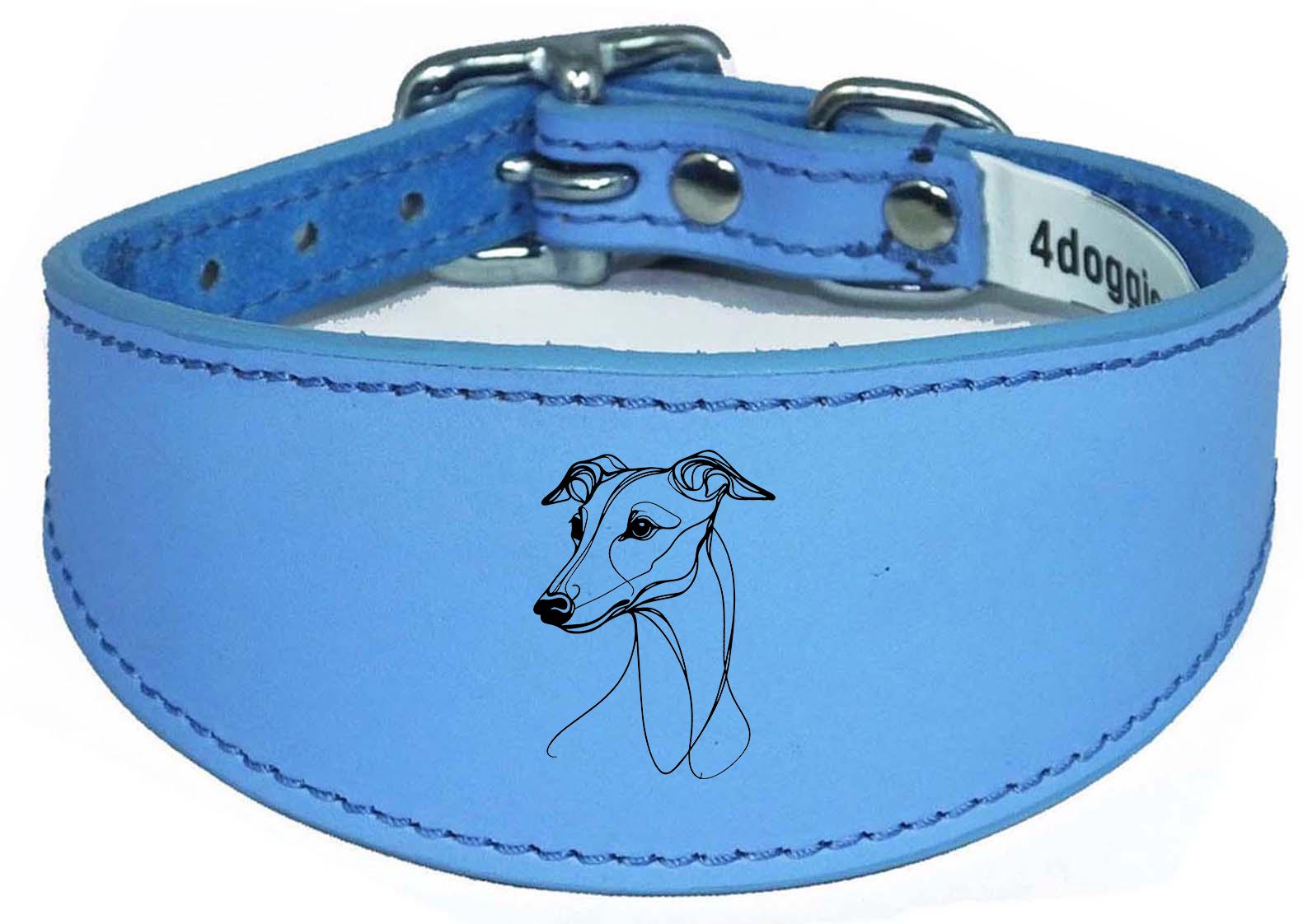 Luxury Padded Sighthound Leather Whippet Collar Handmade in the UK NL 21