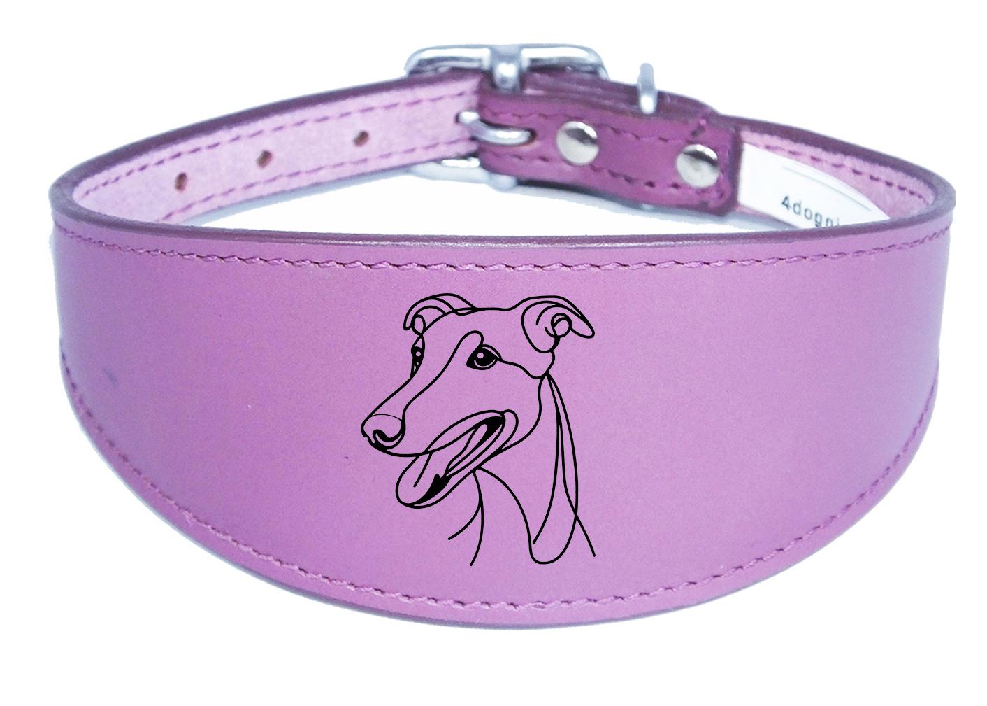 Whippet Dog Collar Leather Sighthound Greyhound with Padded Backing NL 5