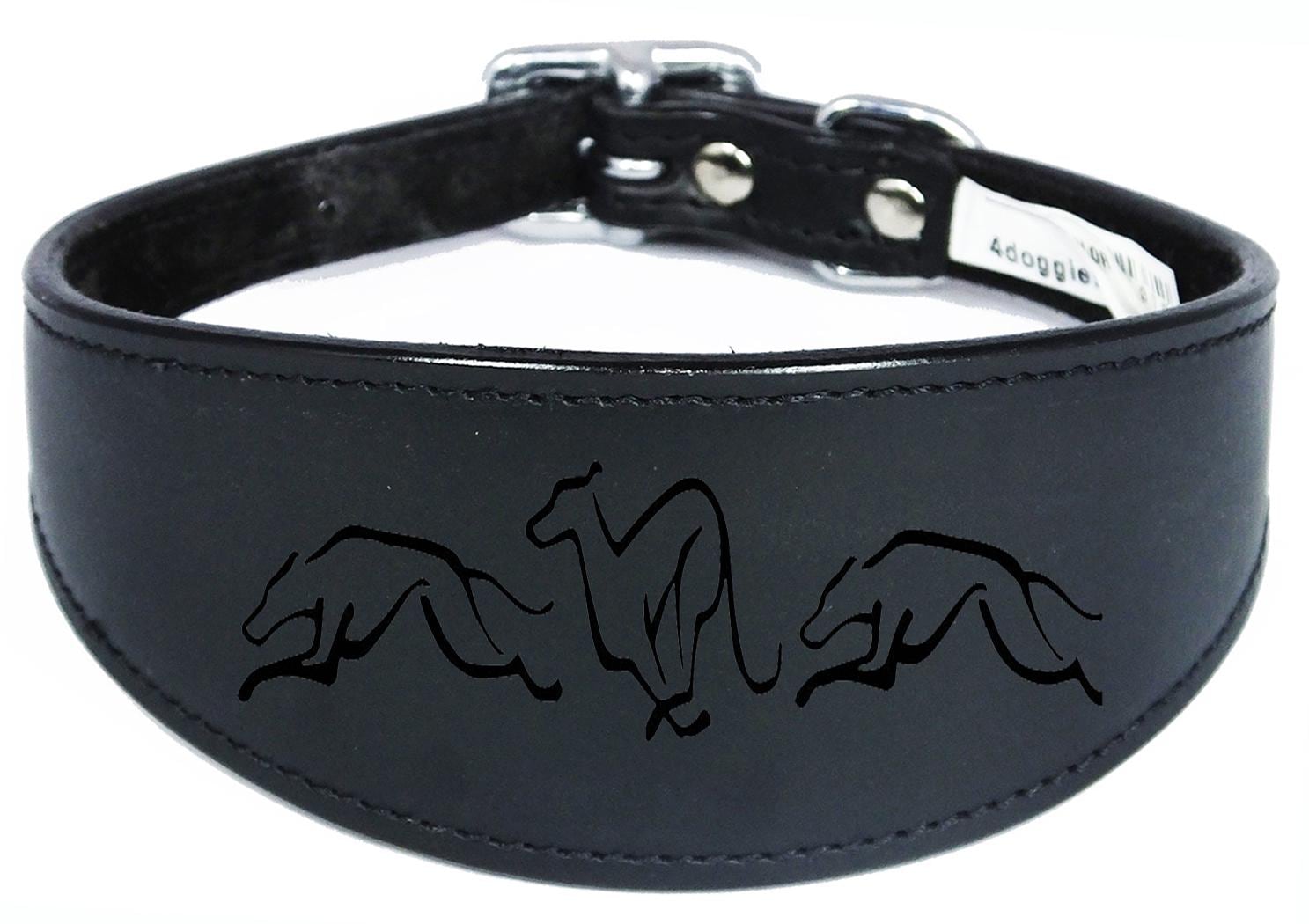 Dog Collar Leather Greyhound Collar Whippet Collar Padded Backing Engraved Running Hound
